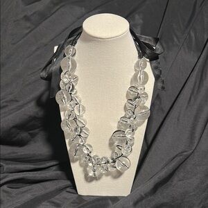 Elegant Vintage Bubble Necklace with Black Ribbon, 60s? 70s? Lucite?